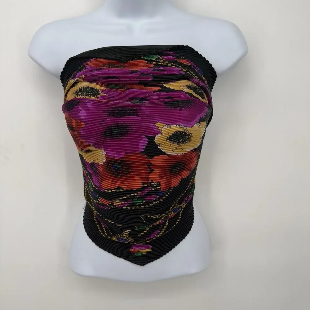 Rectangle‎ Scarf Multi Color Floral Wrinkled  Bright Ribbon Hair Neck Kerchief